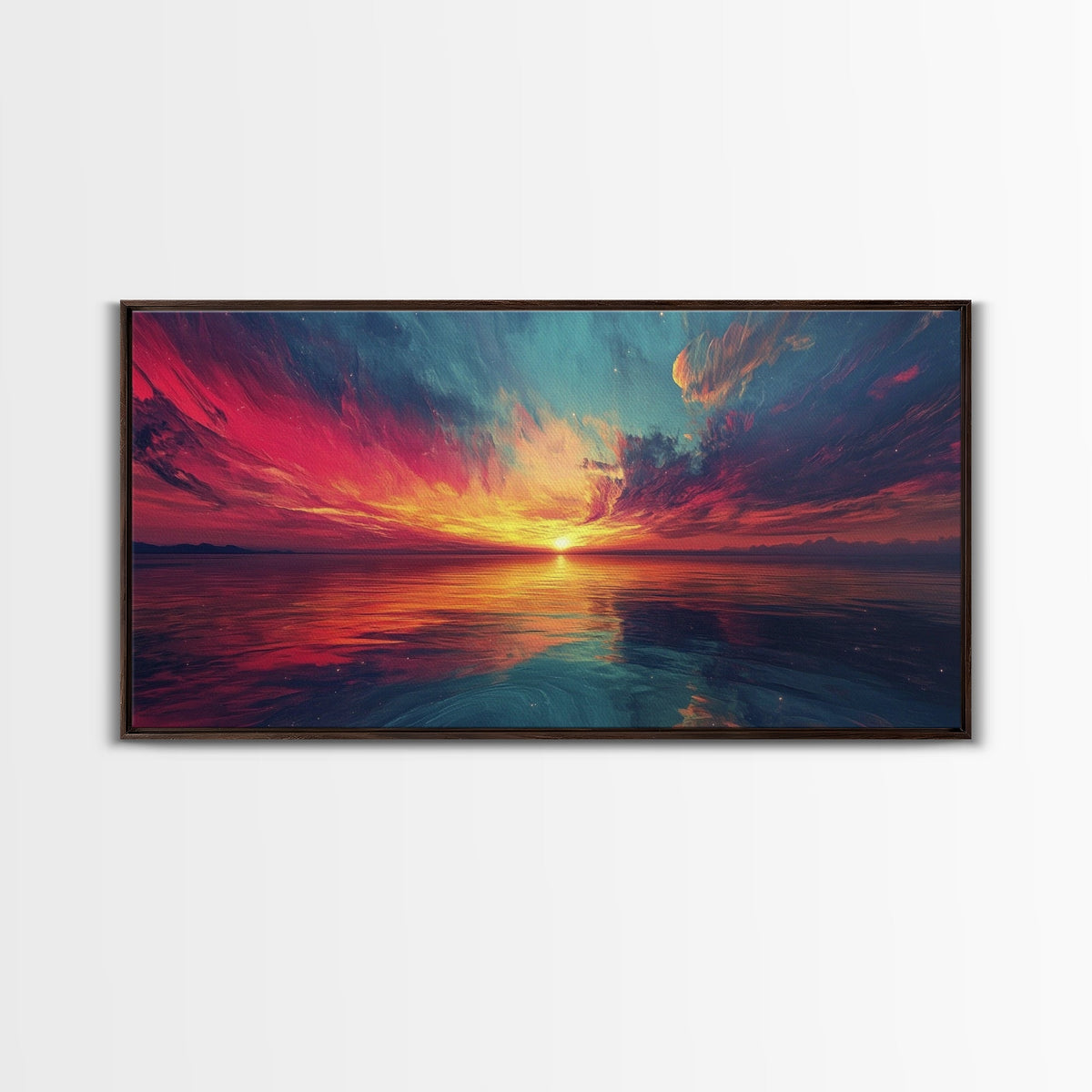 Cosmic Sunset, Dark Romance, Lofi Art, Moody Wall Art, Extra Wide Art, Above Couch Art, Framed Canvas Print, Bedroom Decor | | Wiccan Center