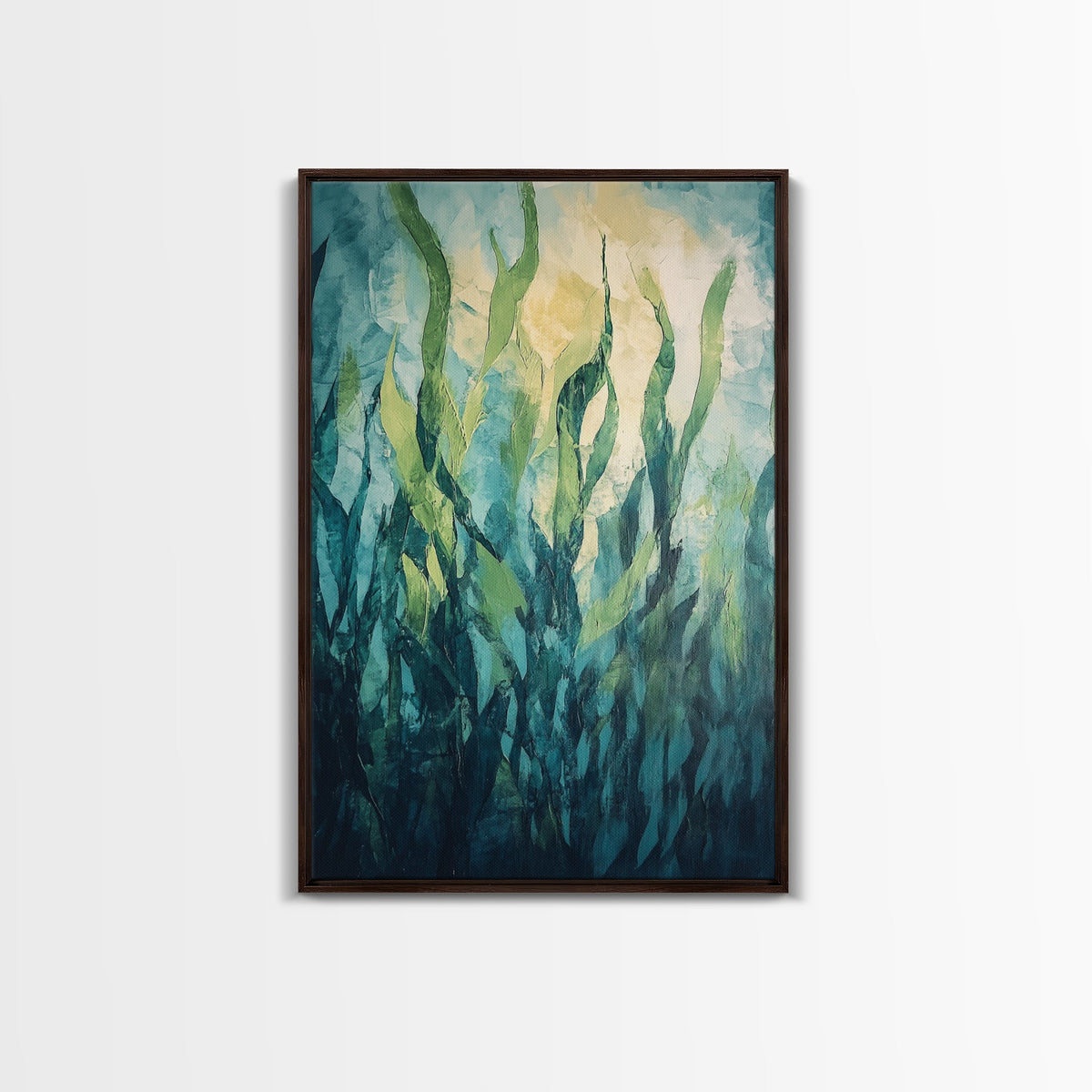 Underwater Kelp Forest, Coastal Landscape Art, Teal Wall Art, Nautical Decor, Nature Inspired Art, Wabi Sabi Art, Canvas Print | | Wiccan Center