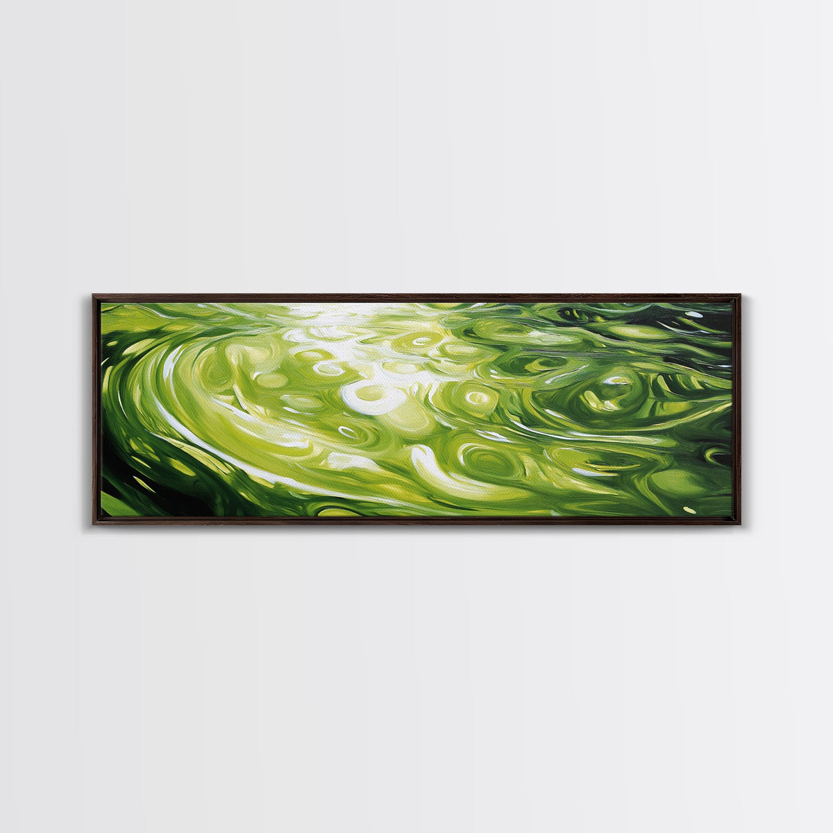 Abstract Green Swirl Painting, Modern Contemporary Wall Art, Nature Inspired Water Reflection, Trendy Office, Framed Canvas Print | | Wiccan Center