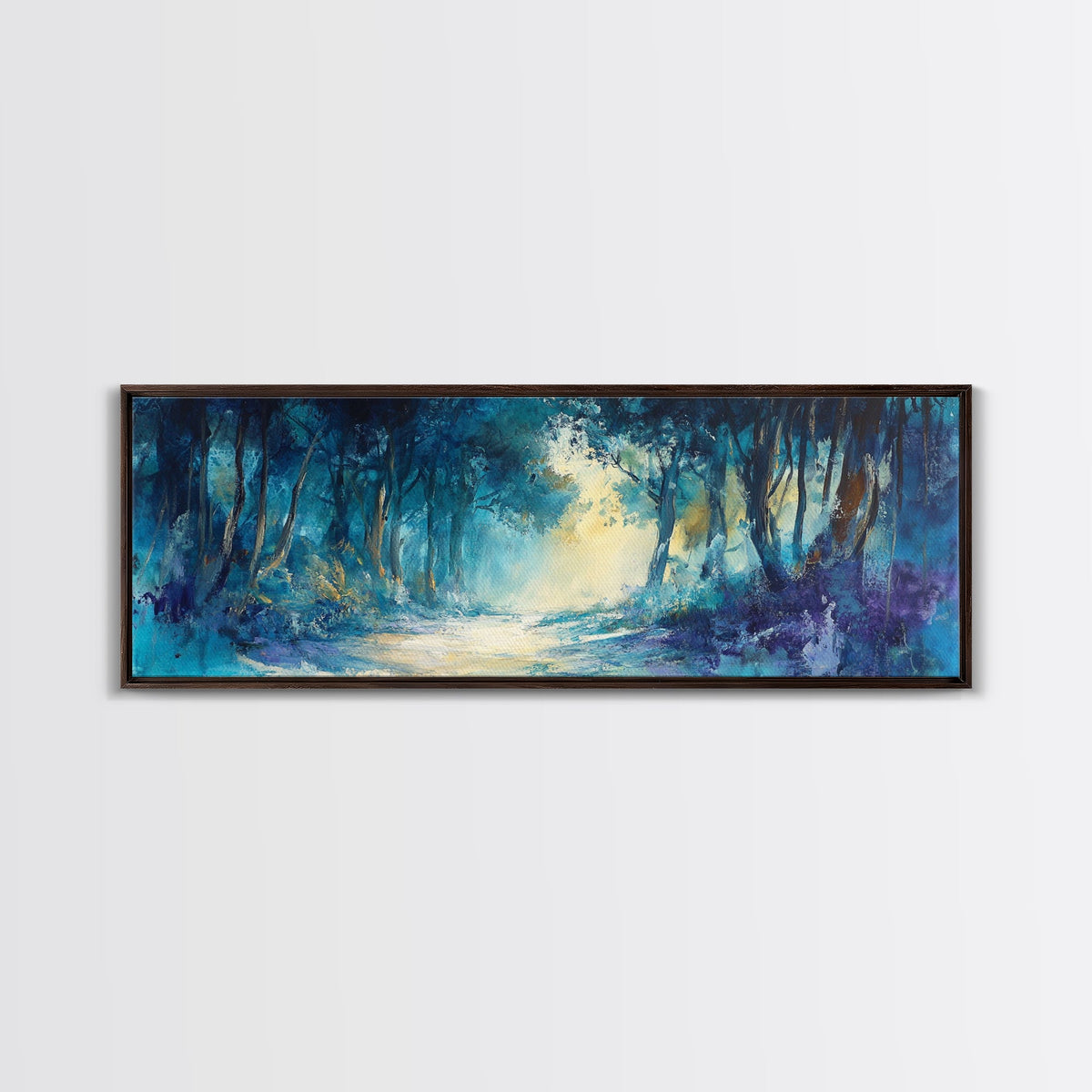 Mystical Forest, Blue Woodland Scene, Nature Art, Dark Forest Painting, Bedroom Wall Art, Canvas Print, Framed Canvas Print | | Wiccan Center