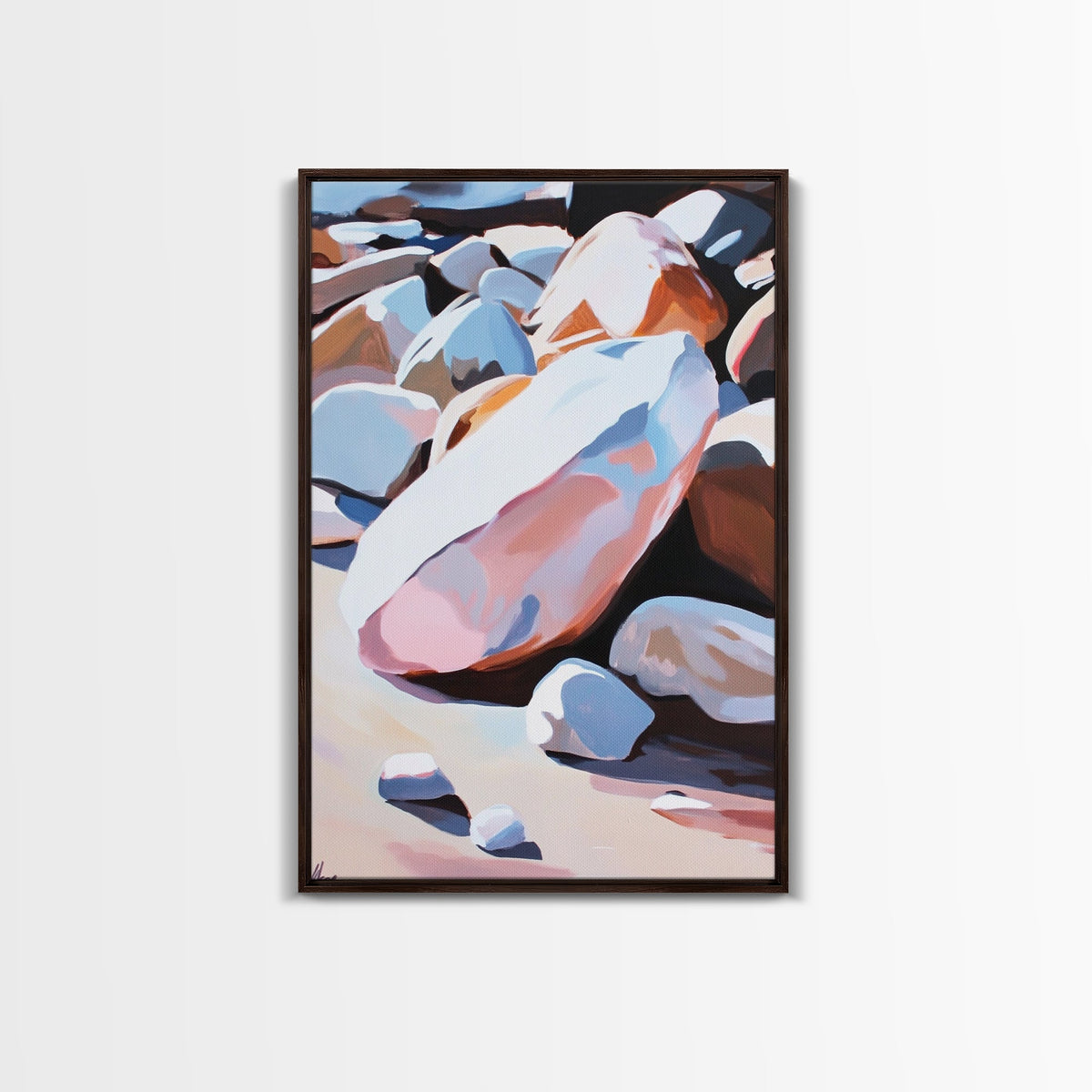 Mystic Cliffside, Surreal Landscape, Nature Aesthetic, Modern Wall Decor, Soft Pastels, Dreamy Art, Framed Canvas Print, Hallway | | Wiccan Center