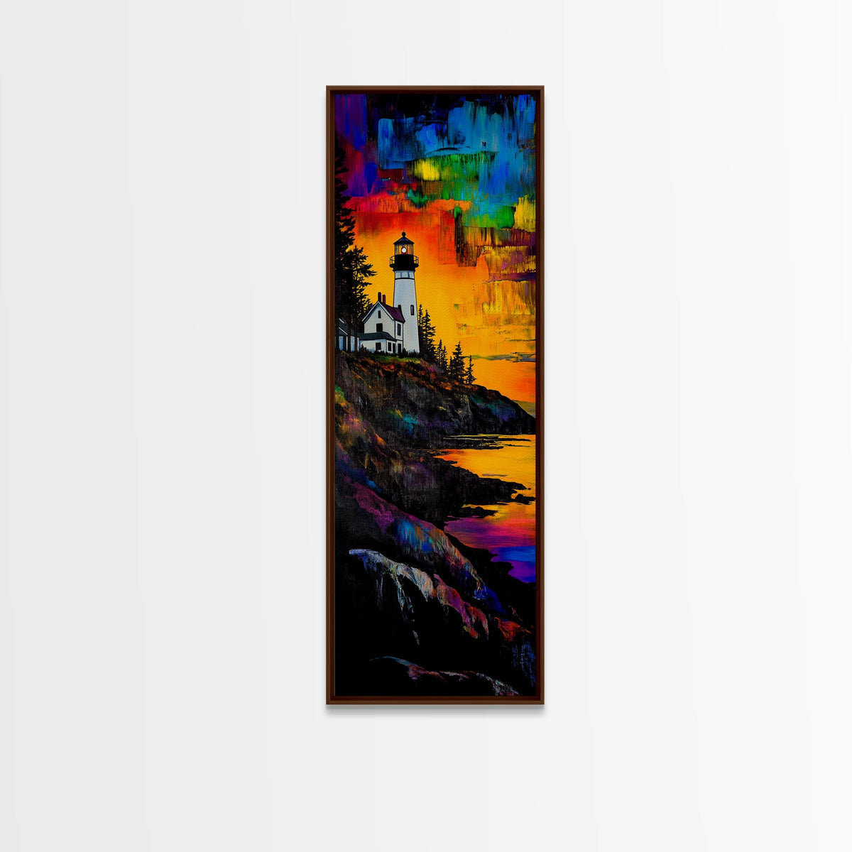 Lighthouse Sunset, Coastal Landscape, Nautical Art, Canvas Print, Colorful Seascape, Ocean Wall Art, Beach House Decor, Vibrant Wall Art | | Wiccan Center