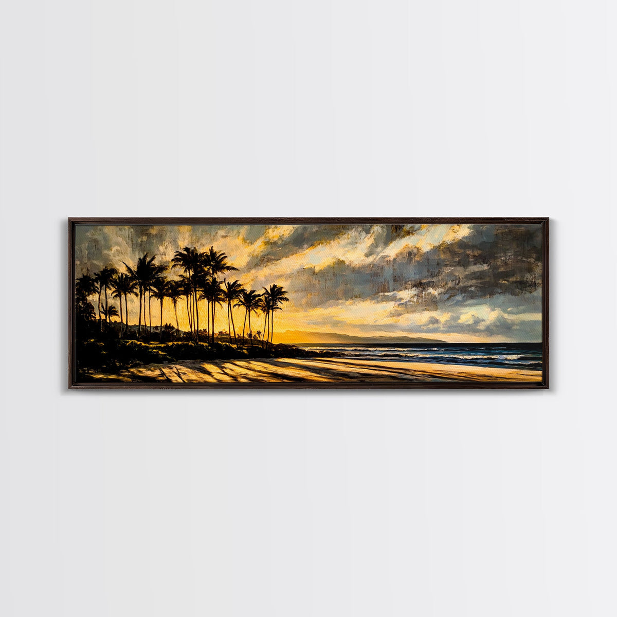 Golden Beach Sunset, Coastal Wall Art, Framed Canvas Print, Tropical Home Decor, Relaxing Seascape, Living Room Wall Art, Ocean Sunset Art | | Wiccan Center