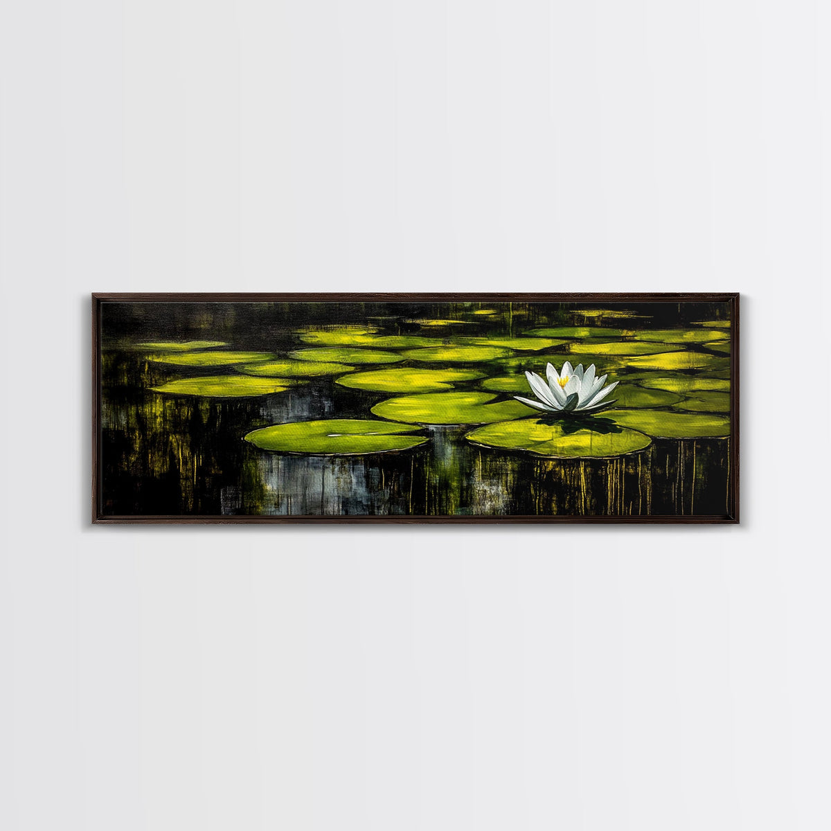 Water Lily Pond, Tranquil Nature Art, Green Botanical Art, Zen Wall Art, Framed Canvas Print, Office Decor, Relaxing Home Art, Spa Wall Art | | Wiccan Center