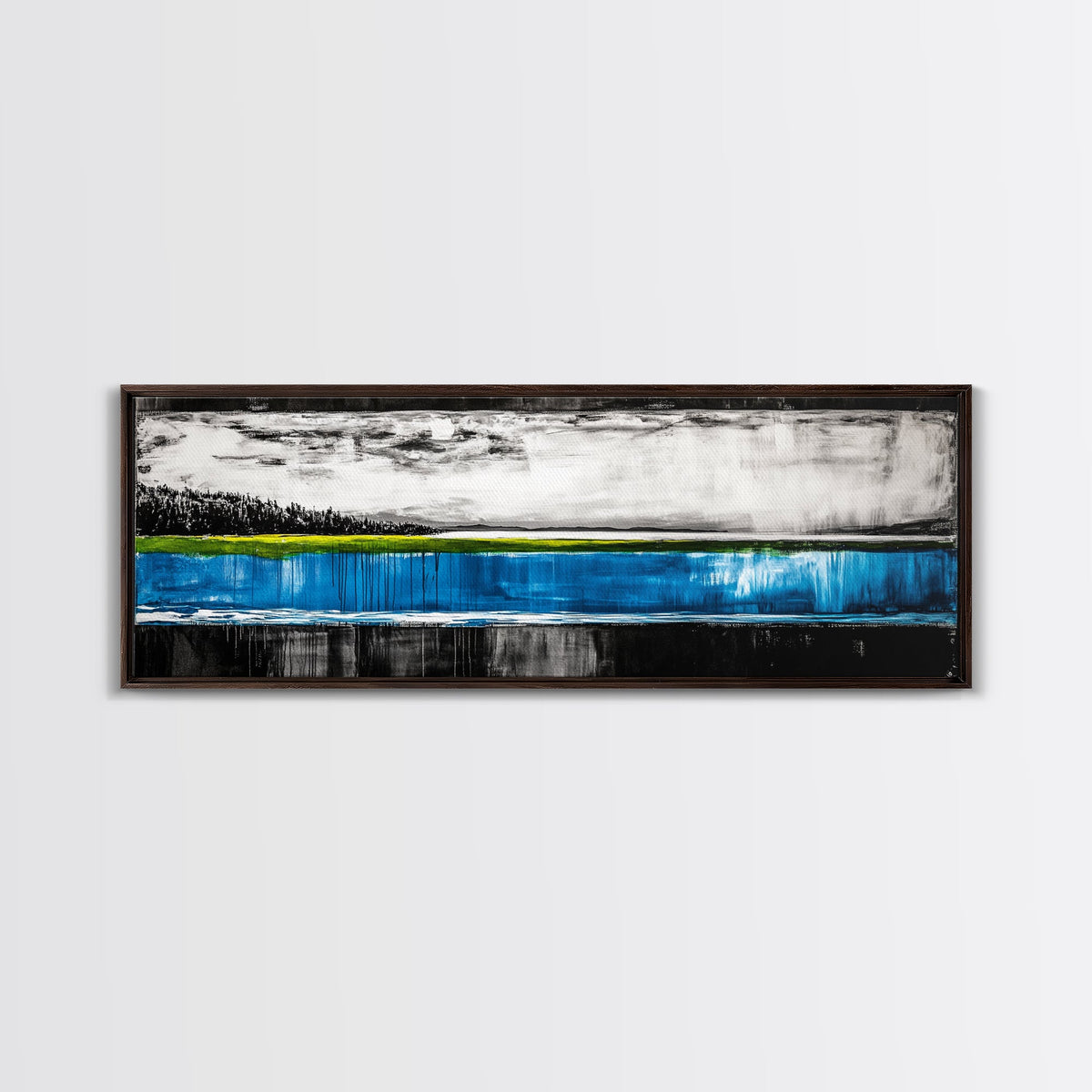 Lake Reflection, Blue Water Art, Minimalist Landscape, Nature Serenity, Monochrome Sky, Peaceful Home Decor, Canvas Print | | Wiccan Center