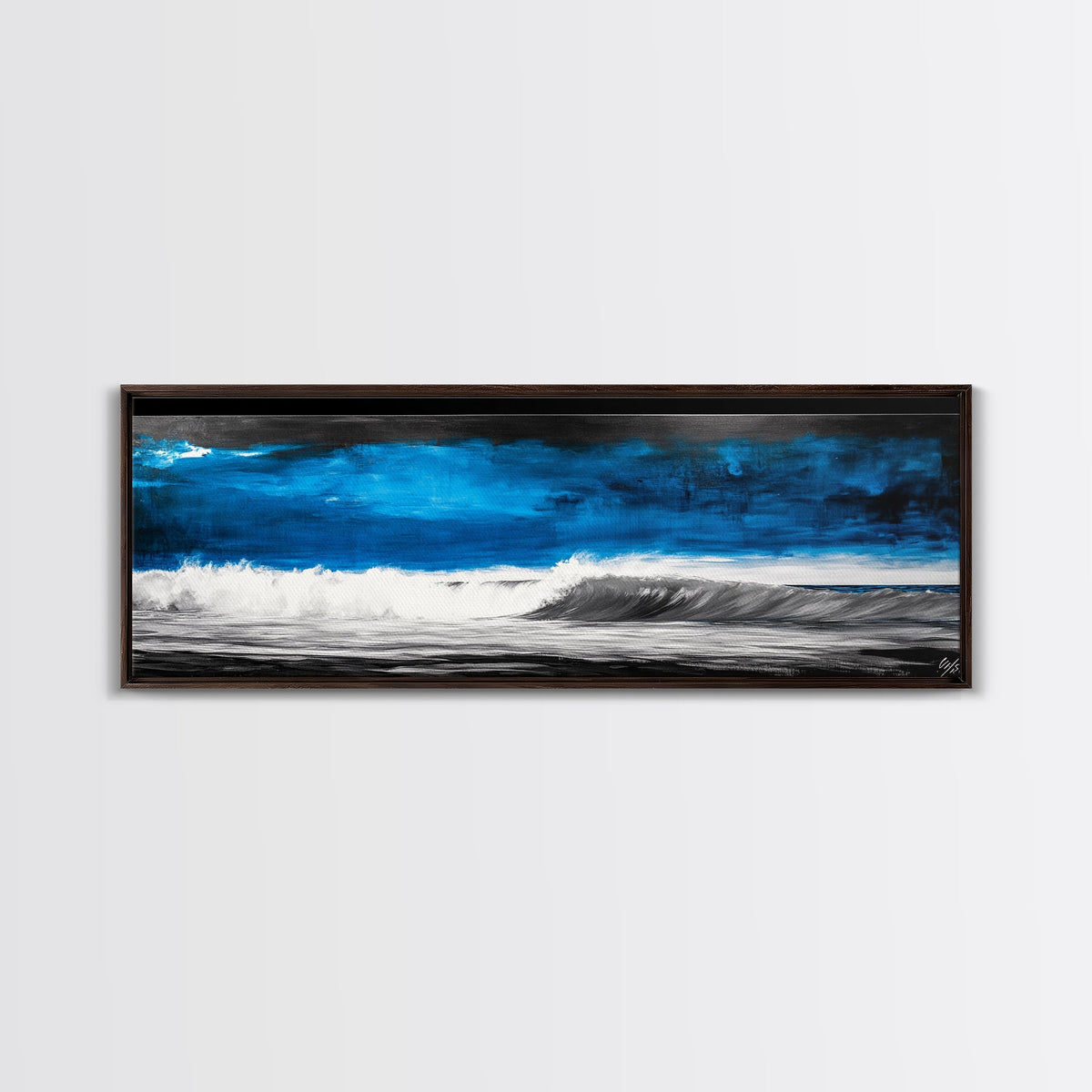 Ocean Wave Painting, Blue Seascape Art, Modern Coastal Decor, Large Beach Wall Art, Minimalist Water Art, Office Wall Decor, Framed Canvas Print | | Wiccan Center