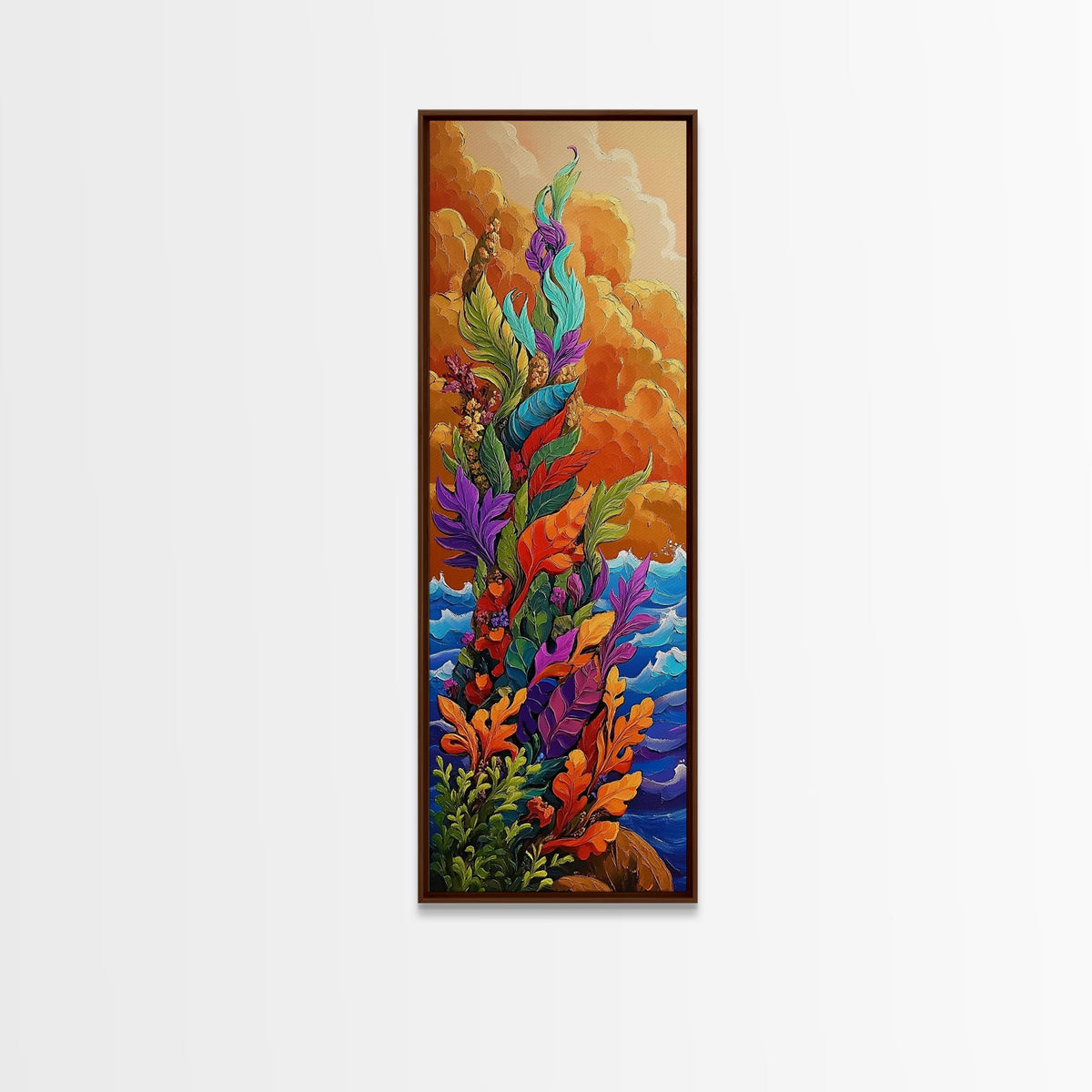 Seaweed Ocean, Abstract, Framed Canvas Print, Vibrant Coastal Kitchen Wall Art, Ocean Inspired Boho Decor, Underwater Garden Style | | Wiccan Center