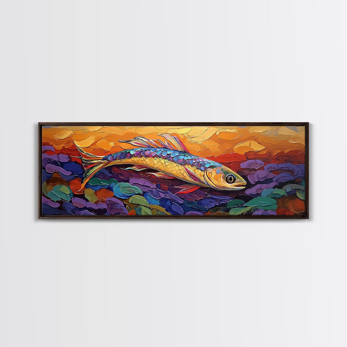 Colorful Fish Painting, Vibrant Sea Life, Abstract Ocean Creature, Marine Fantasy Style, Framed Canvas Print, Kids Room Underwater Art | | Wiccan Center