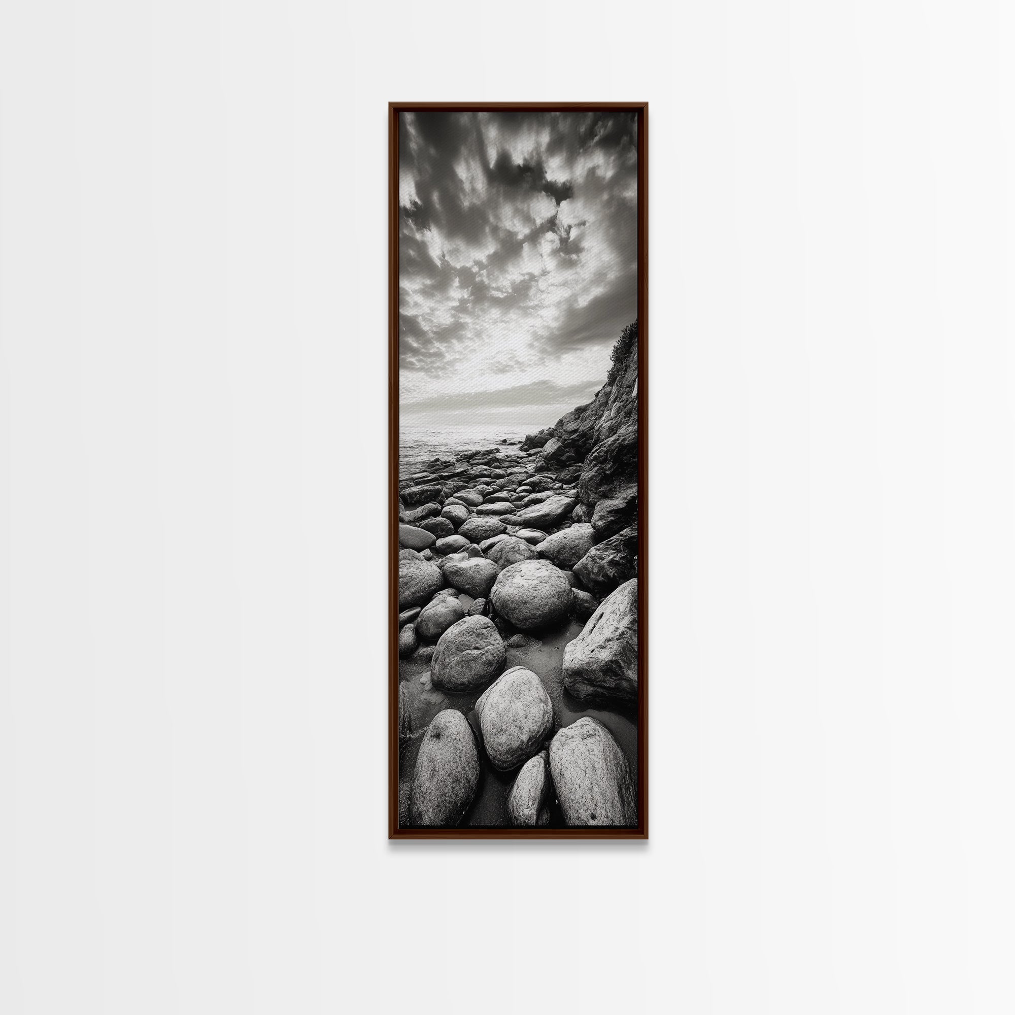 Coastal Stones, Rocky Shore, Sunrise Ocean, Black White Print, Framed Canvas Print Beach House Decor, Entryway Art, Nautical Minimalist Wall Art | | Wiccan Center