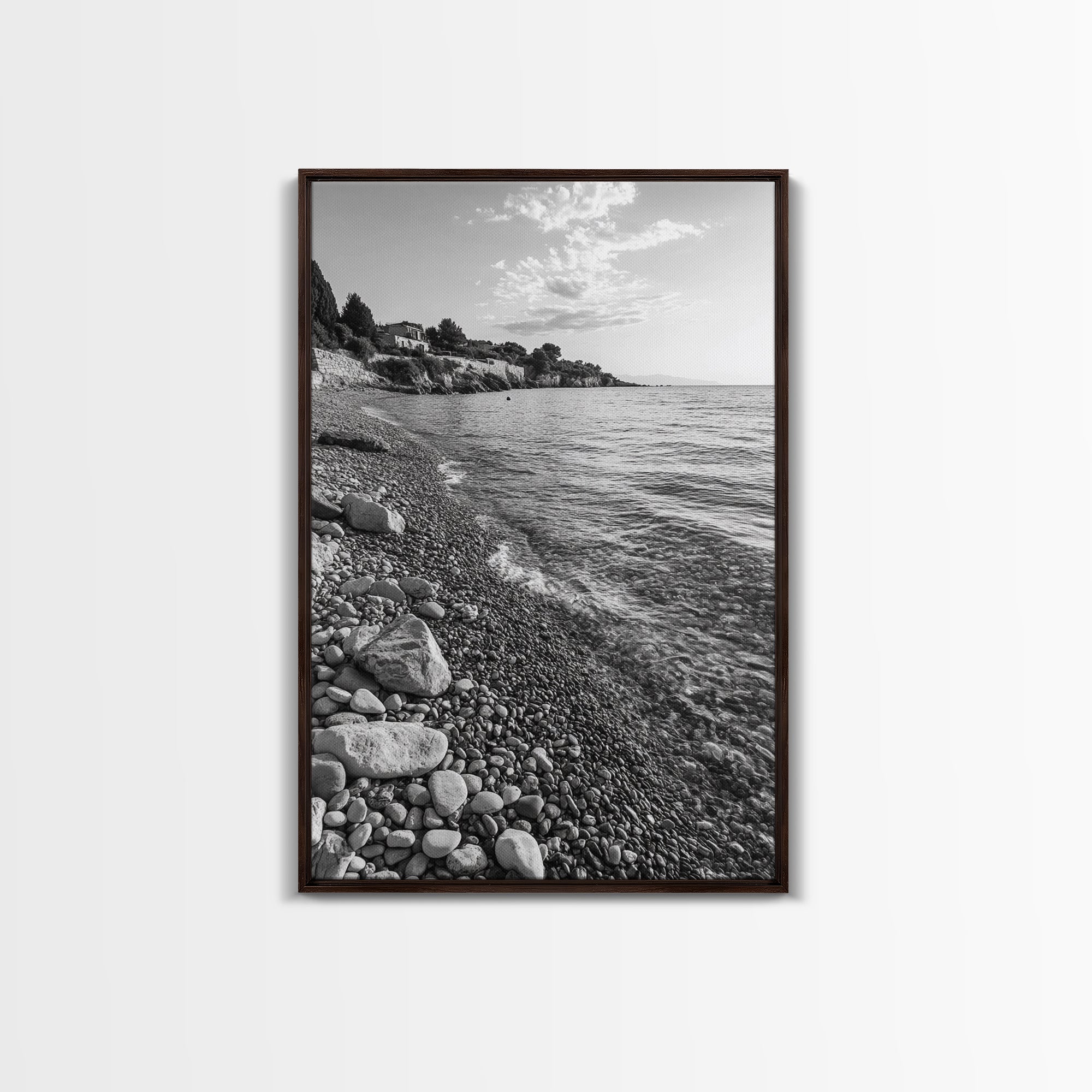 Pebble Beach, Tranquil Coastline, Coastal Stones, Sunrise Shore, Canvas Print, Bathroom Wall Art, Ocean Photography, Beach House Decor | | Wiccan Center