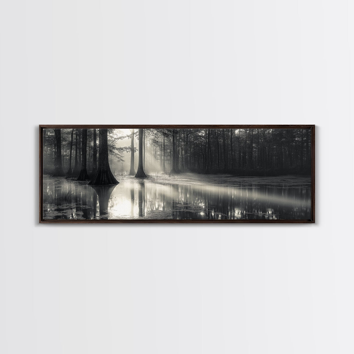 Cypress Swamp, Foggy Forest, Morning Light, Still Waters, Framed Canvas Print, Nature Wall Art, Autumn Decor, Moody Forest Photography | | Wiccan Center