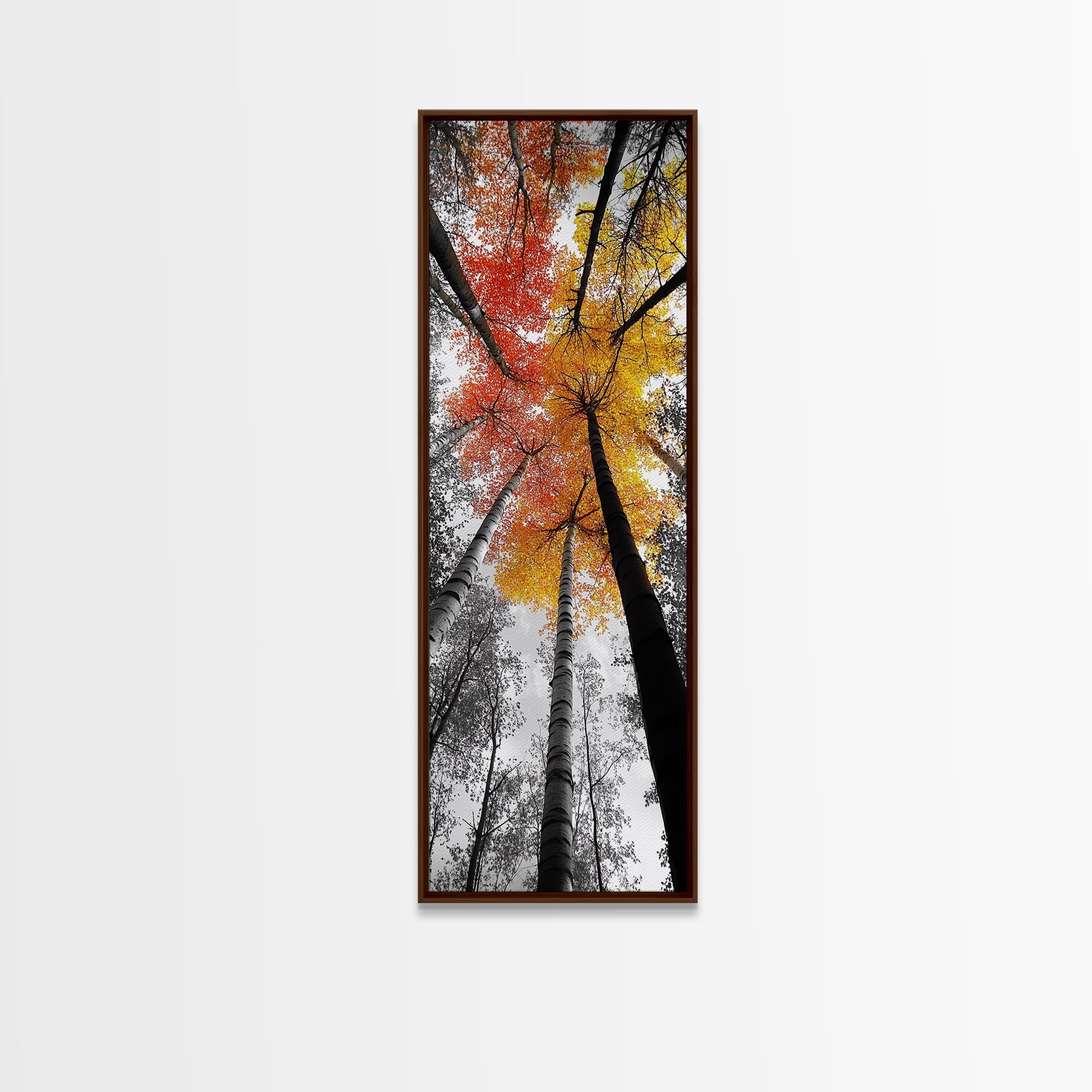 Autumn Trees, Birch Forest, Fall Canopy Print, Nature Photography, Canvas Print, Living Room Decor, Color Pop Wall Art, Forest Magic