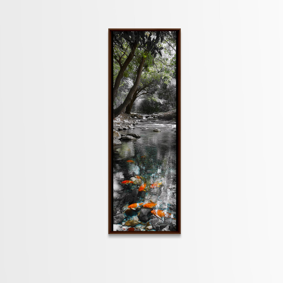 Koi Pond, Peaceful Water, Zen Garden Vibes, Orange Fish, Reflective Nature, Framed Canvas Print, Serene Bedroom Wall Art, Living Room Art | | Wiccan Center