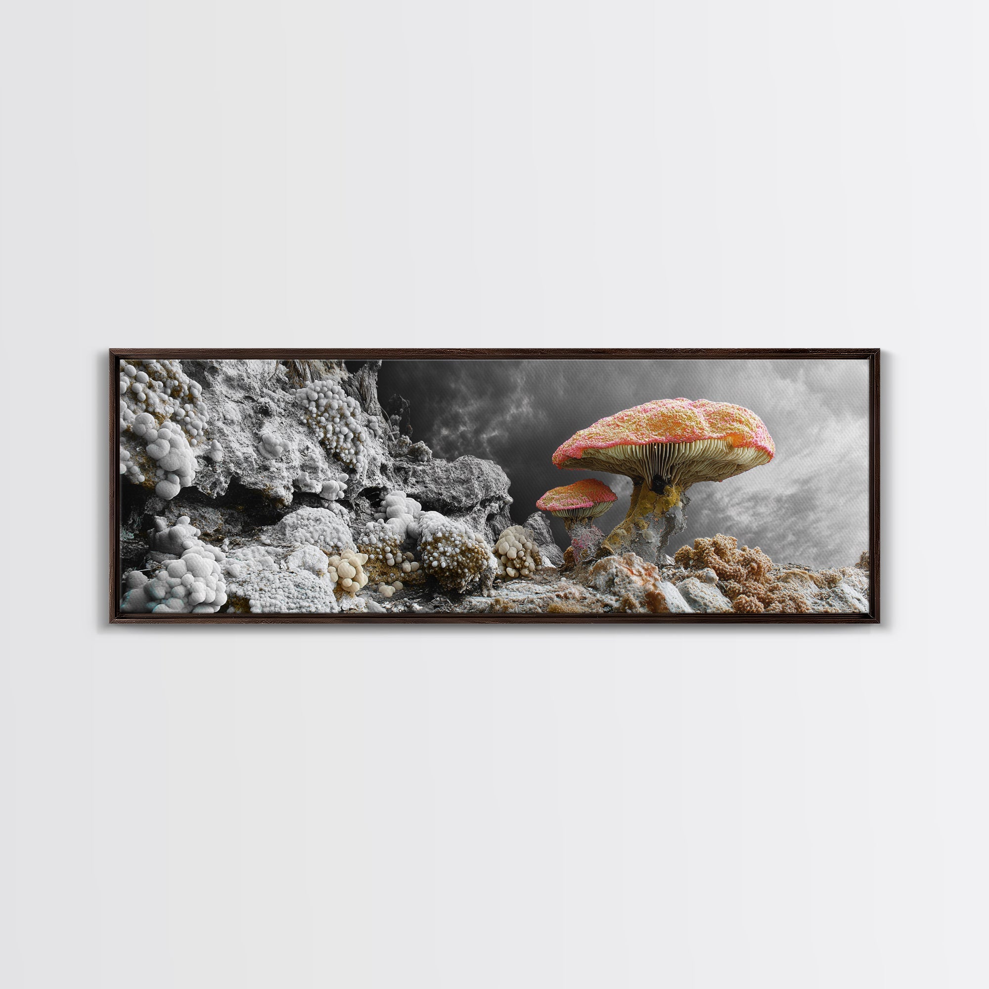 Fantasy Mushrooms, Surreal Fungi, Dark Cottagecore, Magical Forest, Framed Canvas Print, Whimsical Wall Art, Bedroom Wall Decor