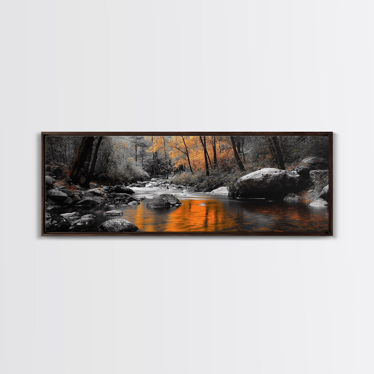 Autumn River Scene, Fall Forest Landscape, Tranquil Waters, Framed Canvas Print, Rustic Wall Art, Cabin Decor, Moody Photography | | Wiccan Center