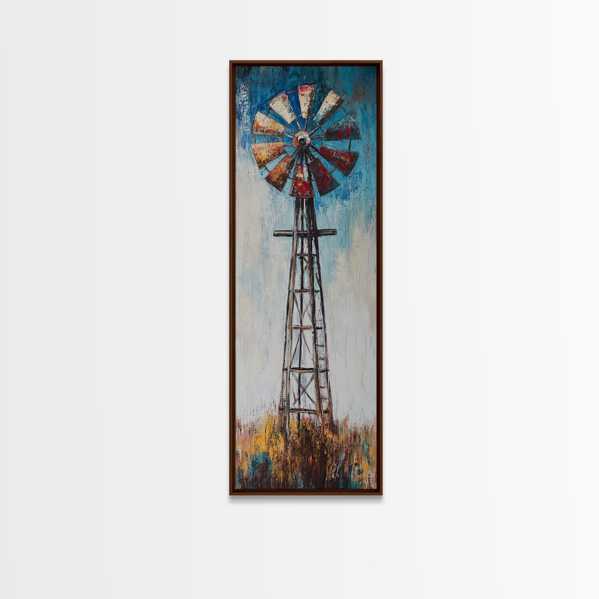 Vintage Windmill Painting Framed Canvas Print windmill wall art rustic decor farmhouse art moody art vertical wall art extra wide art | | Wiccan Center