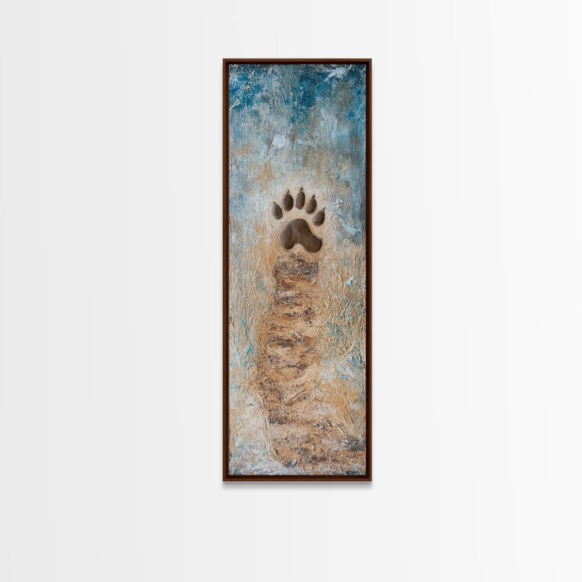 Bear Paw Rustic Wall Art Framed Canvas Print Southwest Wall Art Wildlife Home Decor Cottagecore Art Vertical Wall Art