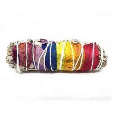 7 Chakra Rose Petals & White Sage Smudge Stick (4 in.) | Smudge Sticks | Wiccan Center