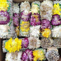 Green Rose Petals with 3 Flowers on a White Sage Smudge Stick (4 in.) | Smudge Sticks | Wiccan Center