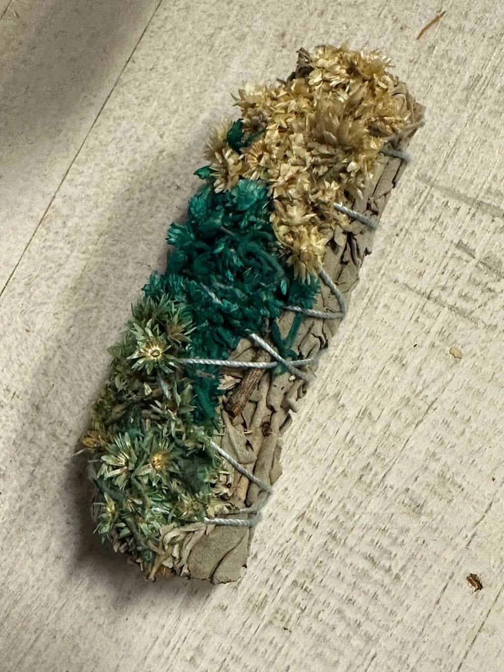 Natural, Green Mullein & White Sage Smudge Stick (4 in.) | Smudge Sticks | Wiccan Center