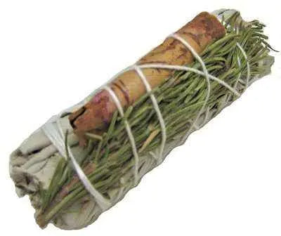 Cinnamon, Rosemary, Yerba Santa & White Sage Smudge Stick (4 in.) | Smudge Sticks | Wiccan Center