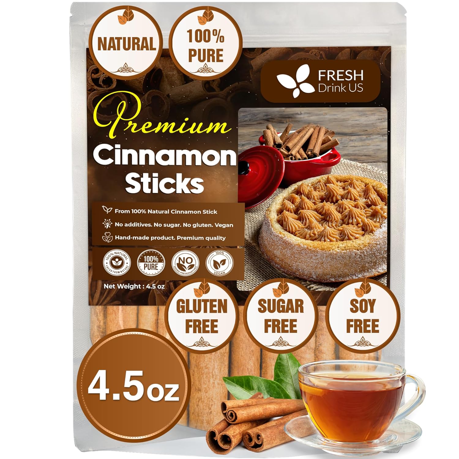 Cinnamon Sticks, Whole Sticks, 100% Natural & Pure Cinnamon Inner Bark, Raw Cinnamon Spice Flavor & Strong Aroma, Cinnamon Spice Herbal Tea, Perfect for Warm Beverages, No Additives, Vegan | Tea | Wiccan Center