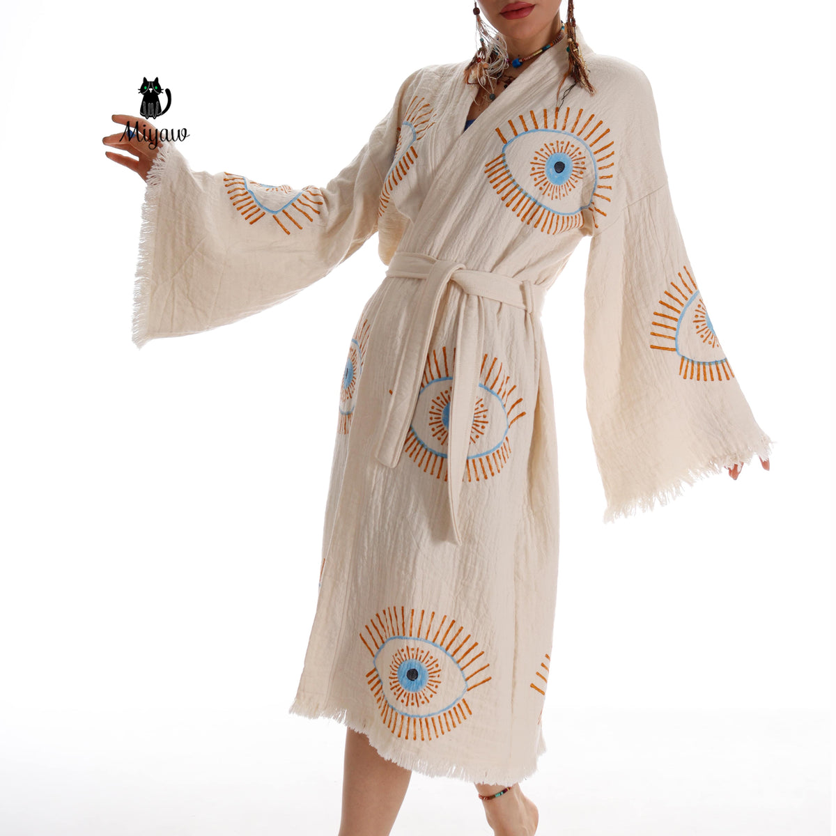 Evil Eye Inspired Blue Caftan - Wholesale Boho Chic Essential