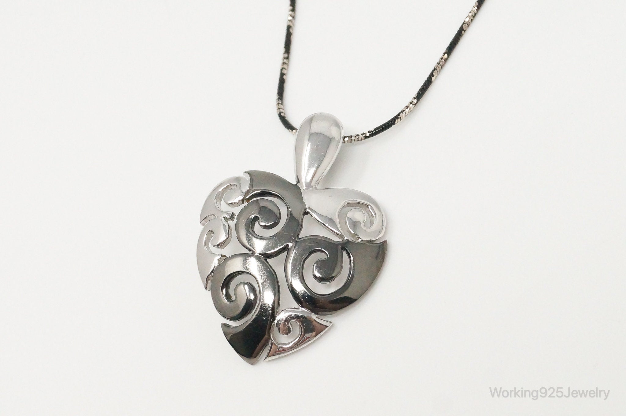 Vintage Designer Swirl Heart Sterling Silver Necklace | Jewelry > Necklaces > Pendants | Wiccan Center