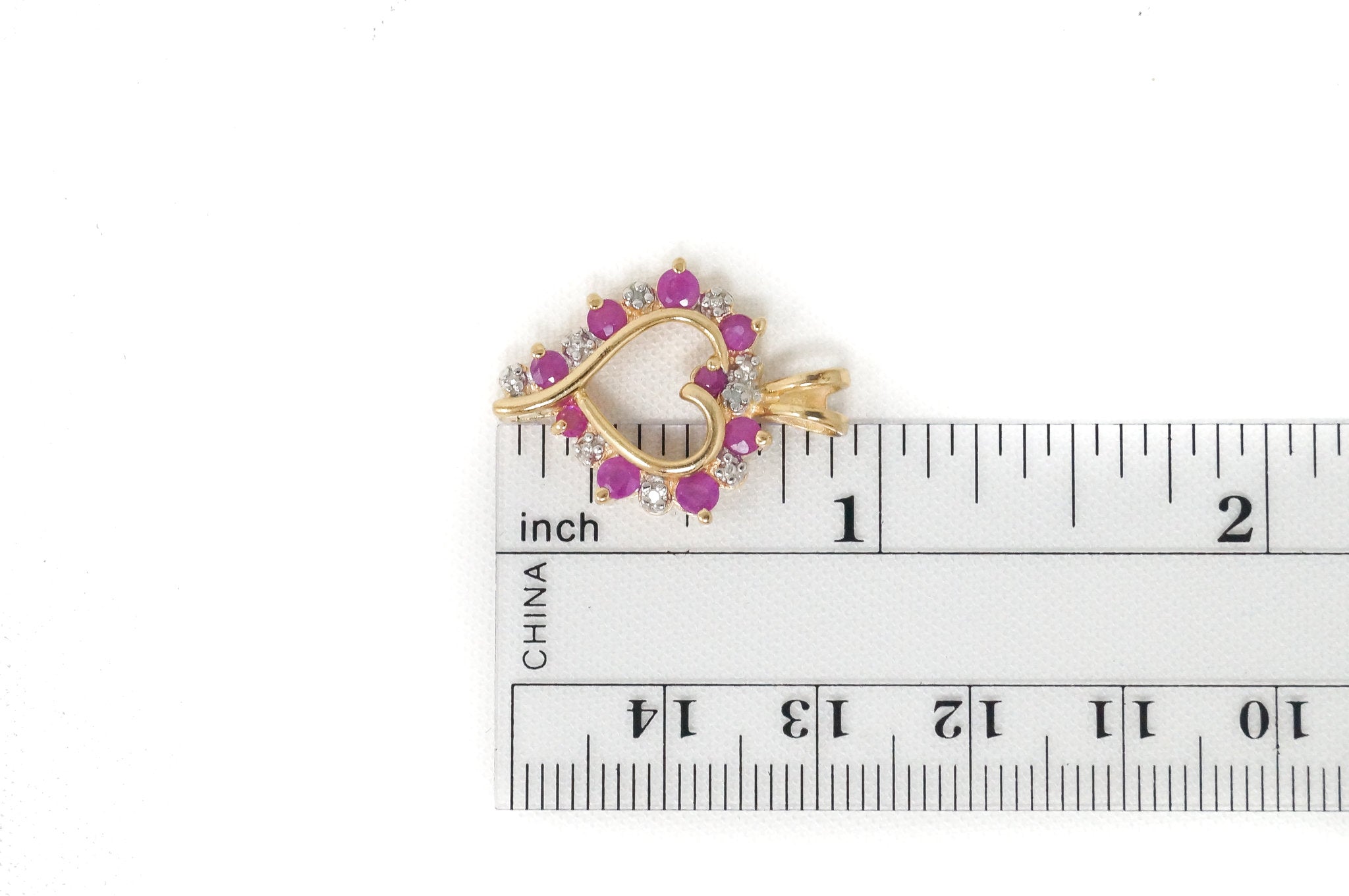 Vintage Ruby Heart Cubic Zirconia Gold Vermeil Sterling Silver Necklace Pendant | Jewelry > Necklaces > Pendants | Wiccan Center