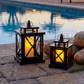 12.5" & 9" H Hanging Candle Lanterns with LED Pillar Candles | Decorative Candle Lantern | Wiccan Center