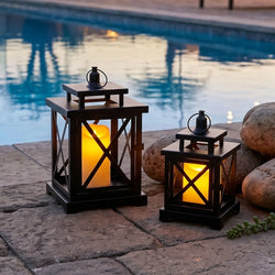12.5" & 9" H Hanging Candle Lanterns with LED Pillar Candles | Decorative Candle Lantern | Wiccan Center