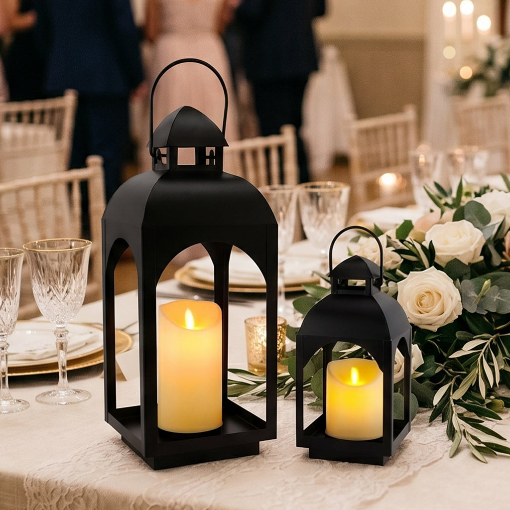 18" & 11.5" High Hanging Candle Lanterns with LED Pillar Candles | Decorative Candle Lantern | Wiccan Center