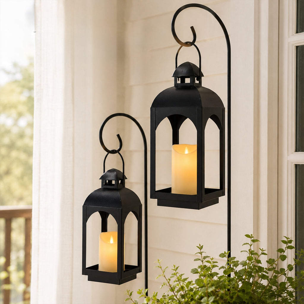 18" & 11.5" High Hanging Candle Lanterns with LED Pillar Candles | Decorative Candle Lantern | Wiccan Center