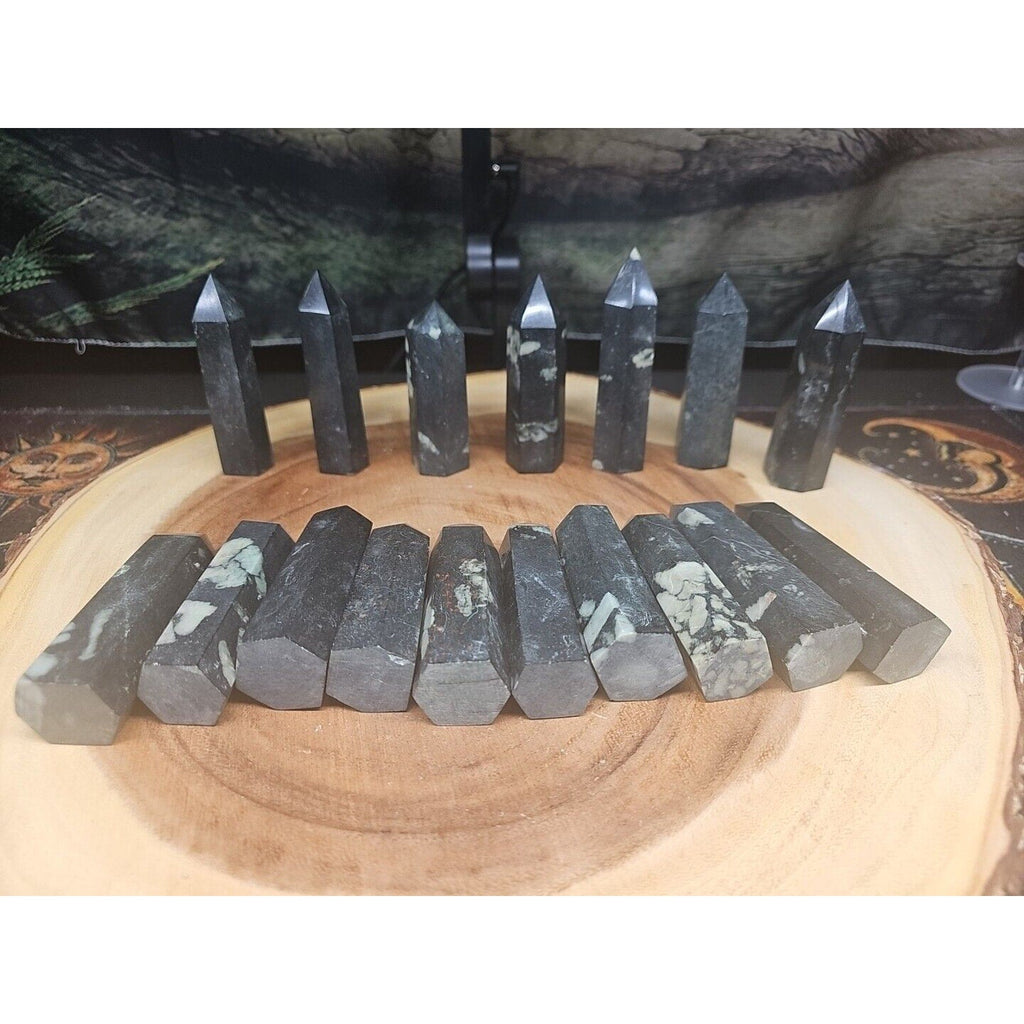 .74lbs Avg 4Pcs Natural Plum Blossom Jasper Crystal Point Tower Polished Healing | Crystal Points & Towers | Wiccan Center