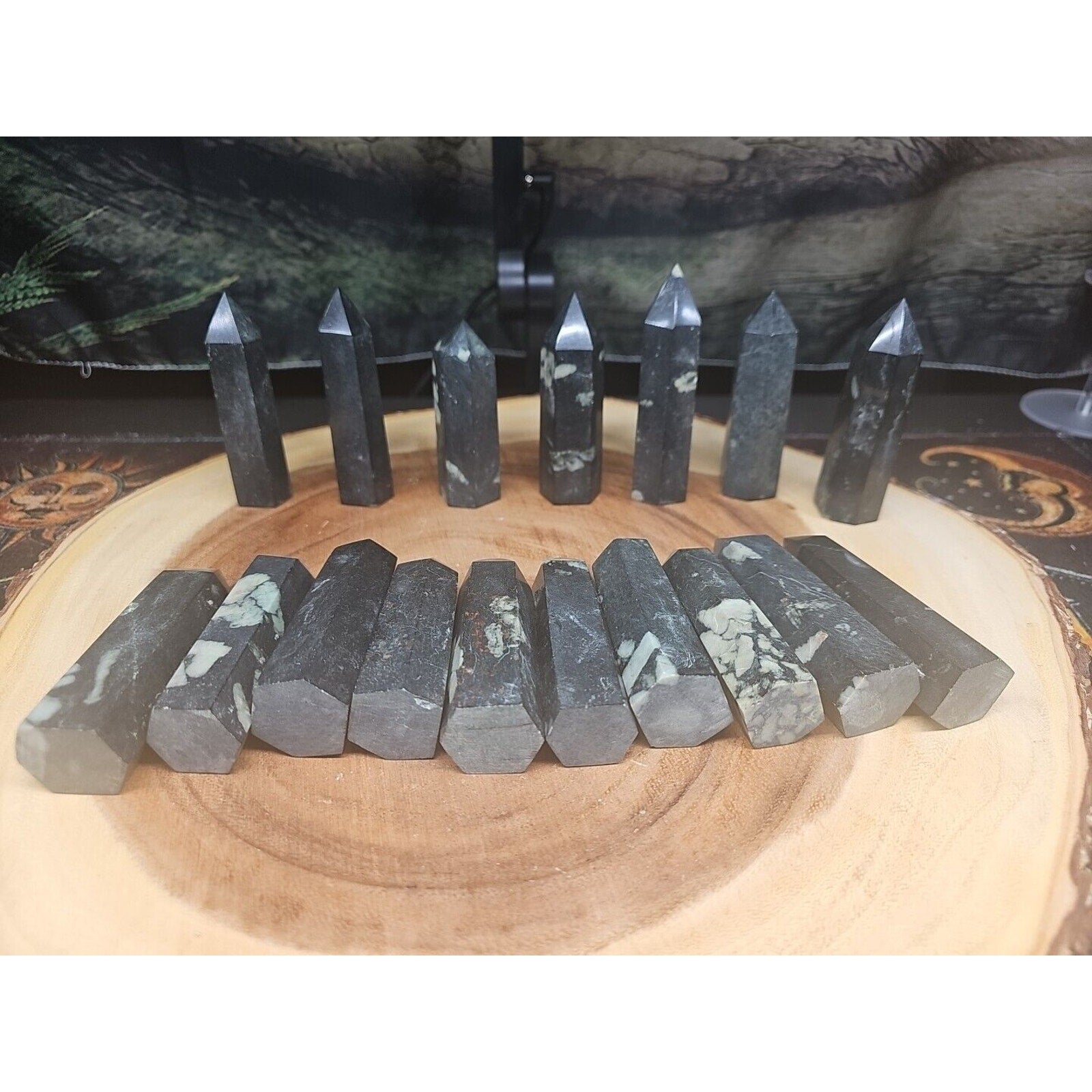 .74lbs Avg 4Pcs Natural Plum Blossom Jasper Crystal Point Tower Polished Healing | Crystal Points & Towers | Wiccan Center