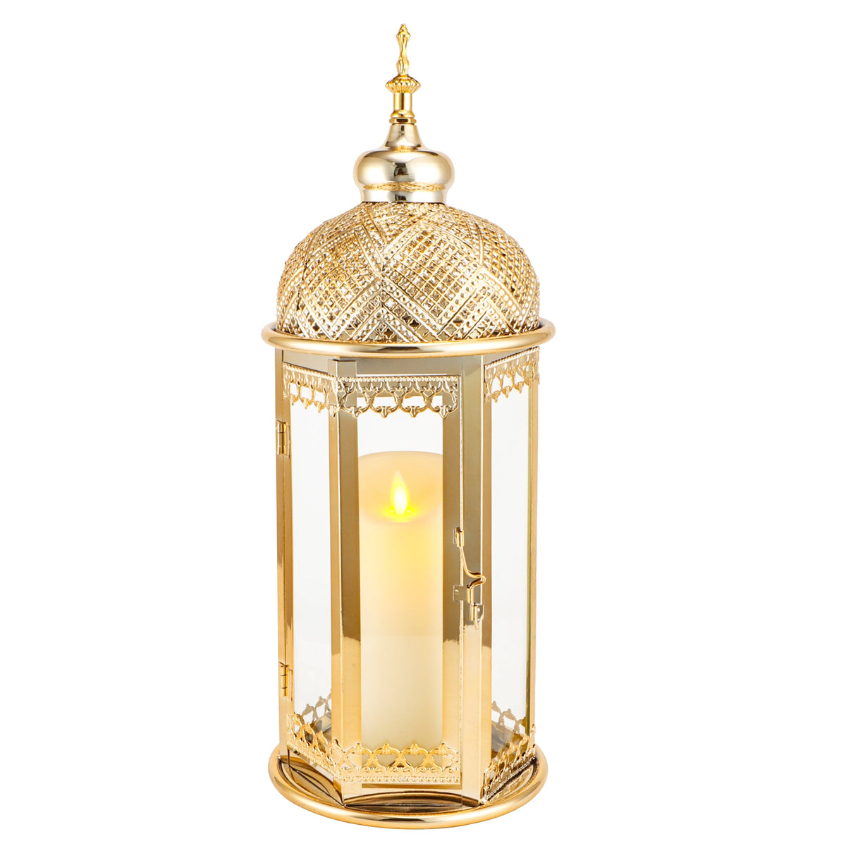 Moroccan Candle Lantern 37cm High Gold Candle Holder with Tempered Glass （40pcs） | | Wiccan Center