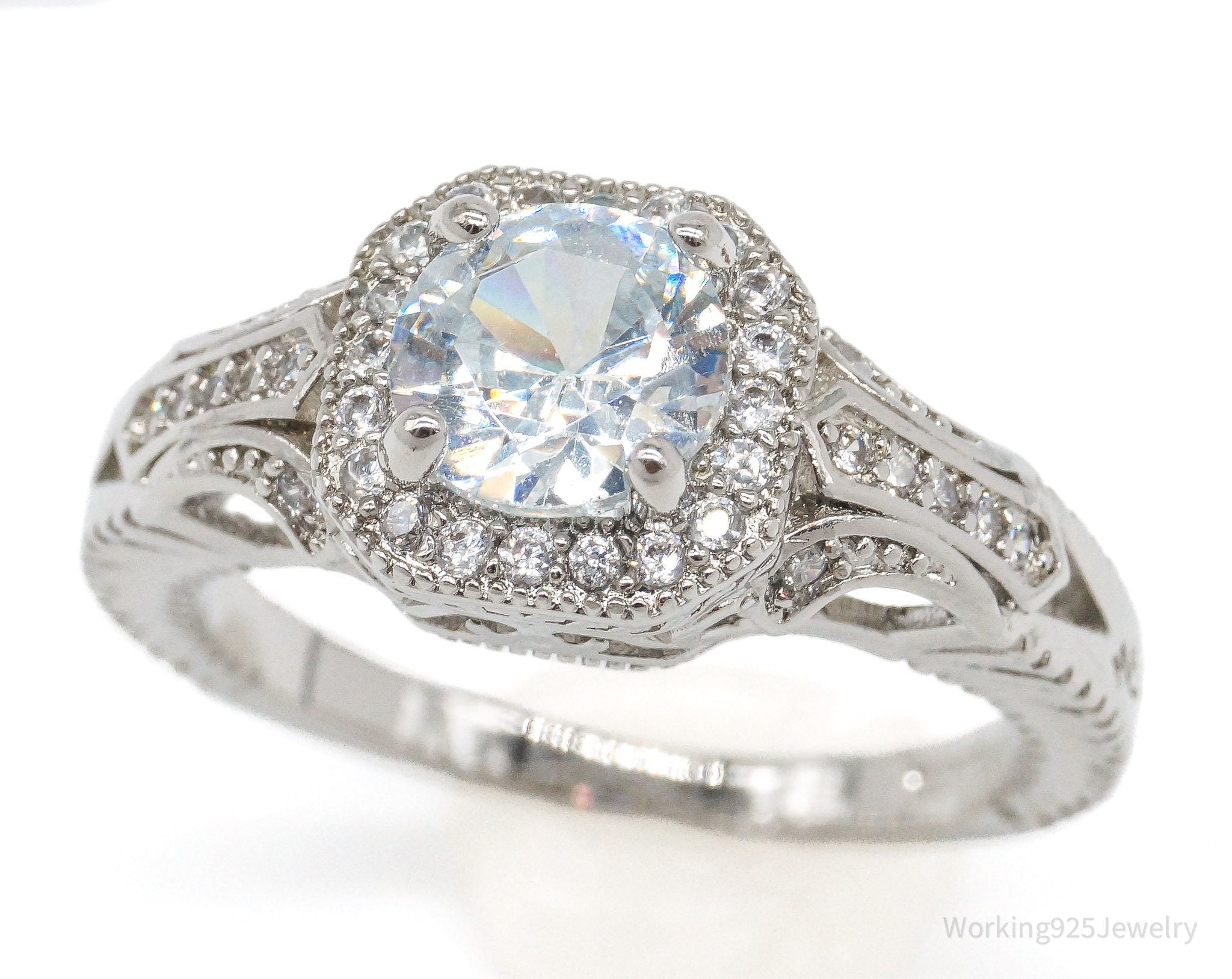 Vintage Cubic Zirconia Sterling Silver Ring - Size 8.75 | Jewelry > Rings | Wiccan Center