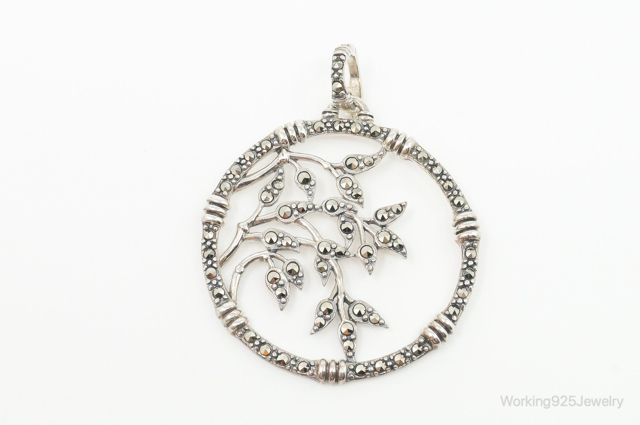 Vintage Large Marcasite Tree Limbs Sterling Silver Necklace Pendant | Jewelry > Necklaces > Pendants | Wiccan Center