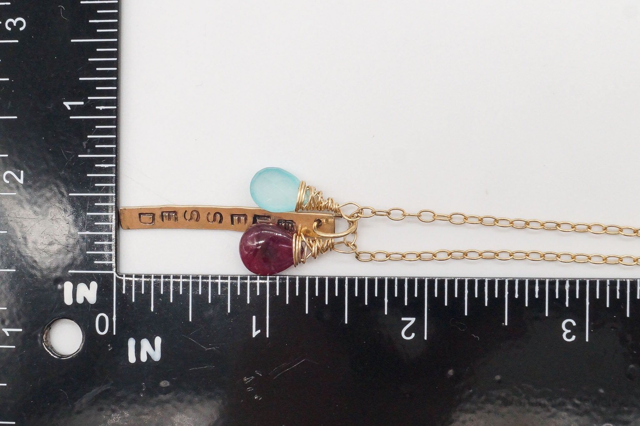 Vintage 14K Gold Filled "BLESSED" Chalcedony Rhodolite Rose Quartz Necklace 24" | Jewelry > Necklaces > Pendants | Wiccan Center