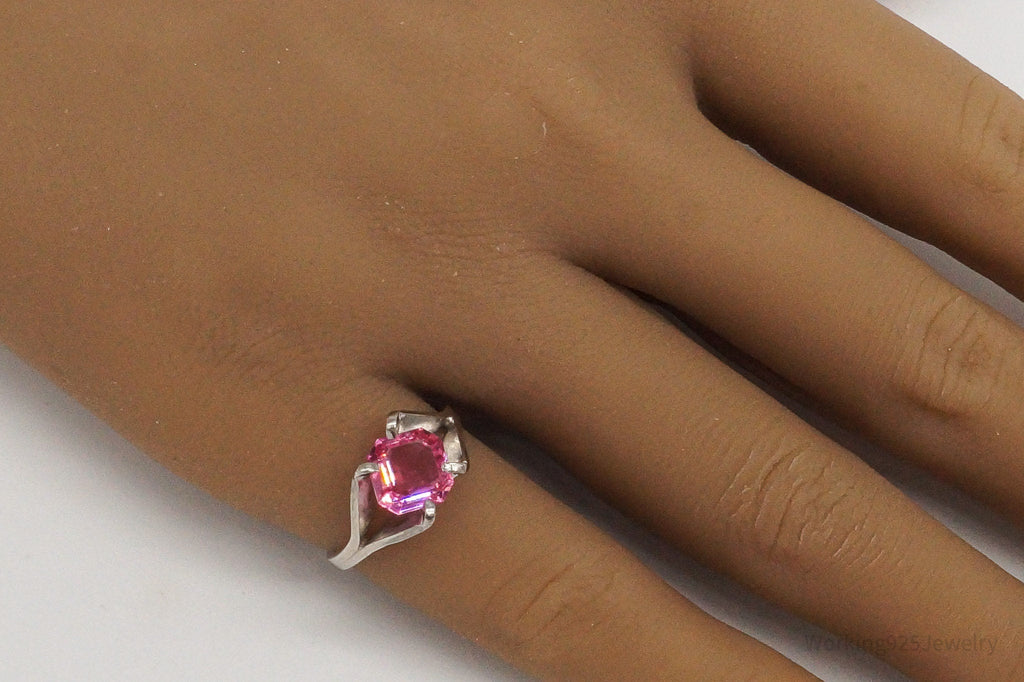 Vintage Designer Espo Pink Cubic Zirconia Sterling Silver Ring - Size 5 | Jewelry > Rings | Wiccan Center
