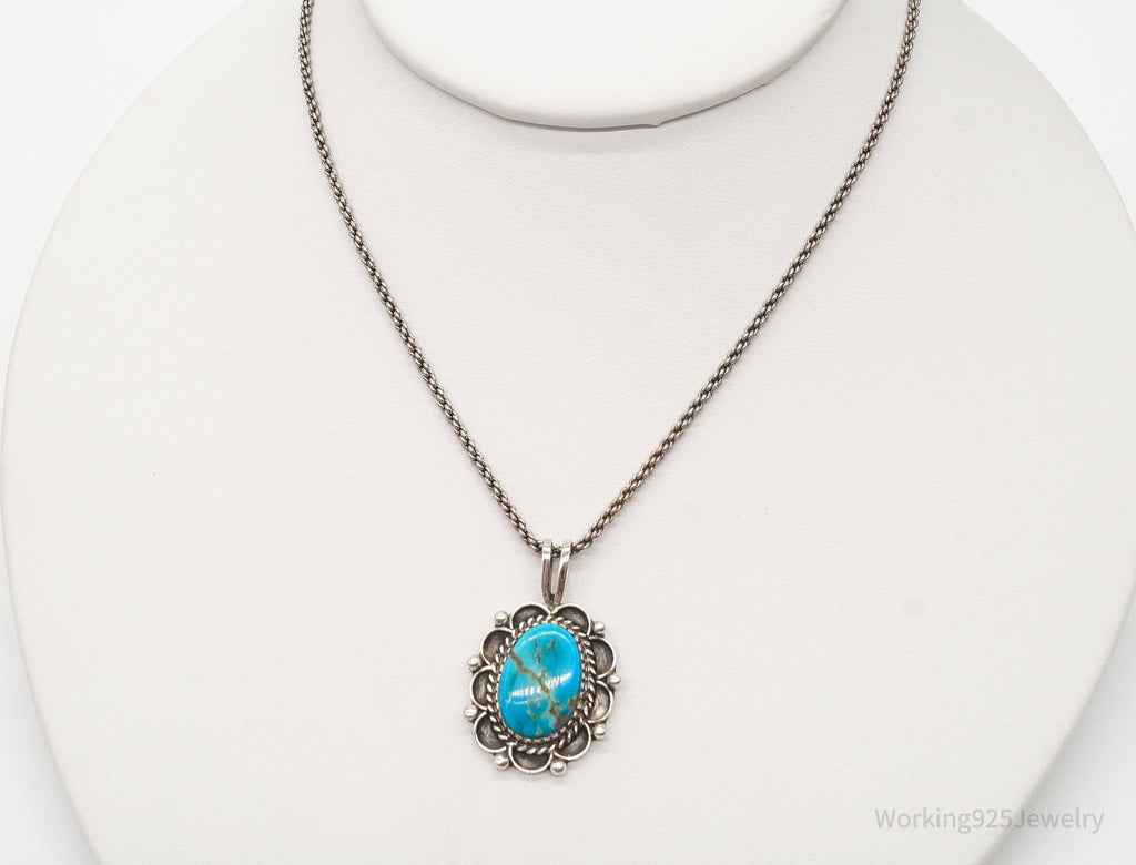 Vintage Native American Blue Turquoise Sterling Silver Necklace | Jewelry > Necklaces | Wiccan Center