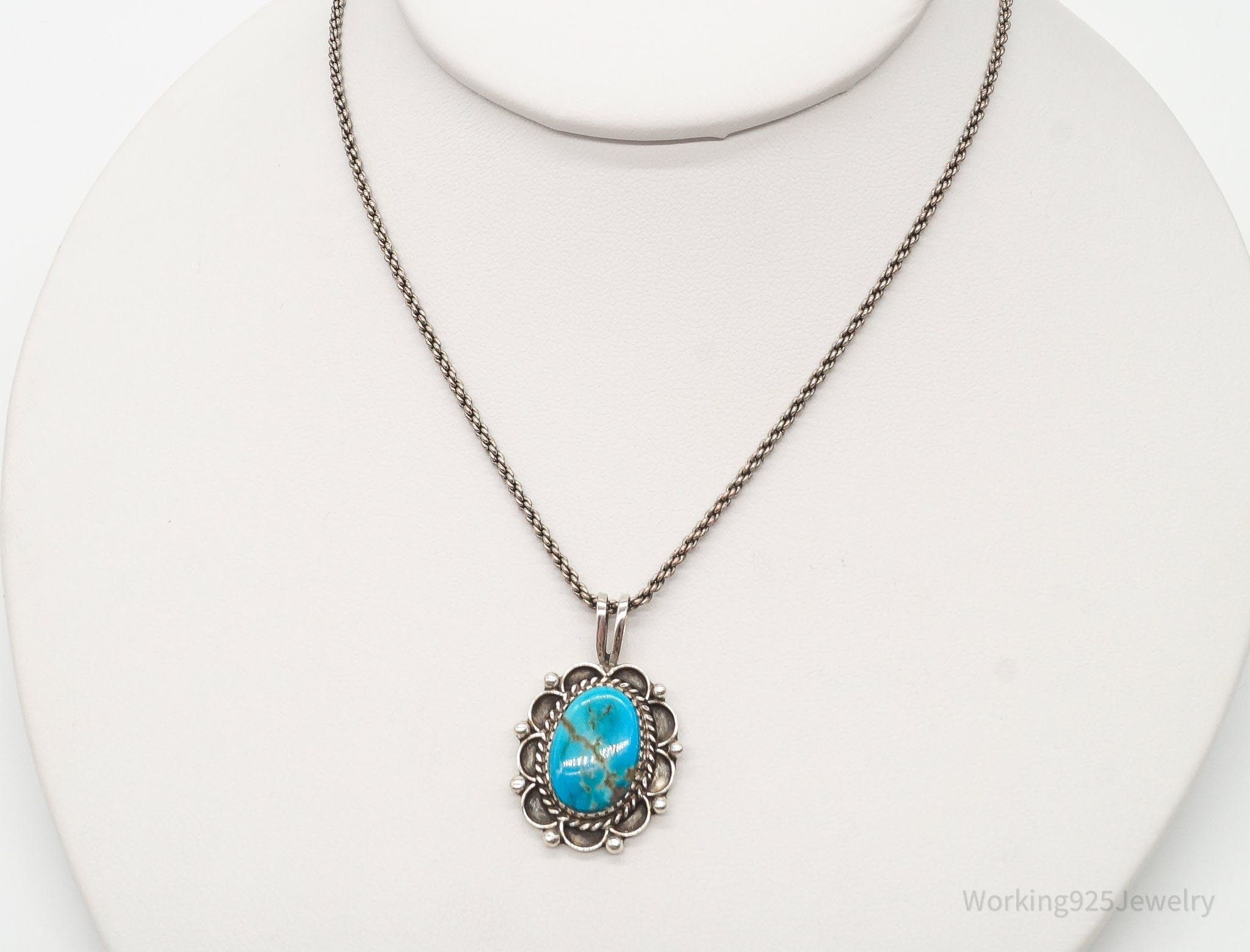 Vintage Native American Blue Turquoise Sterling Silver Necklace | Jewelry > Necklaces | Wiccan Center