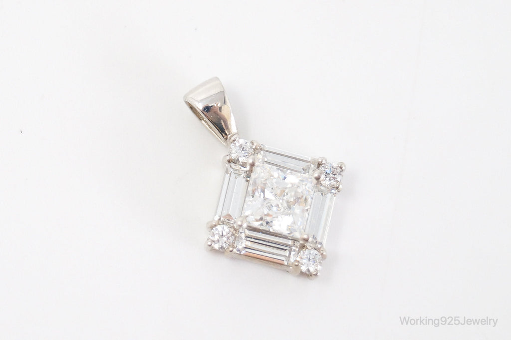 Vintage Art Deco Cubic Zirconia Sterling Silver Necklace Pendant | Jewelry > Necklaces > Pendants | Wiccan Center