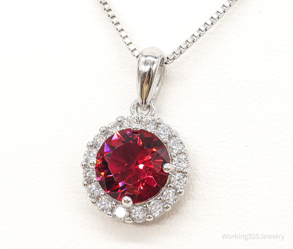 Red & White Cubic Zirconia Sterling Silver Necklace | Jewelry > Necklaces > Pendants | Wiccan Center
