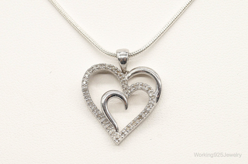 Vintage Designer SUN Diamond Heart Sterling Silver Necklace | Jewelry > Necklaces > Pendants | Wiccan Center