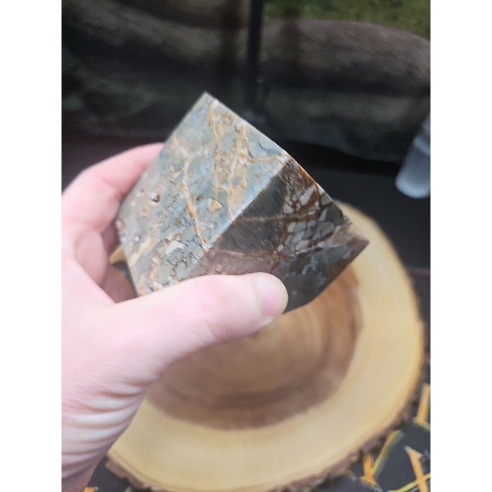 1.87LB 1Pcs Natural Ocean Jasper Onyx Quartz Crystal Geode Square Heptahedron | Geodes & Clusters | Wiccan Center