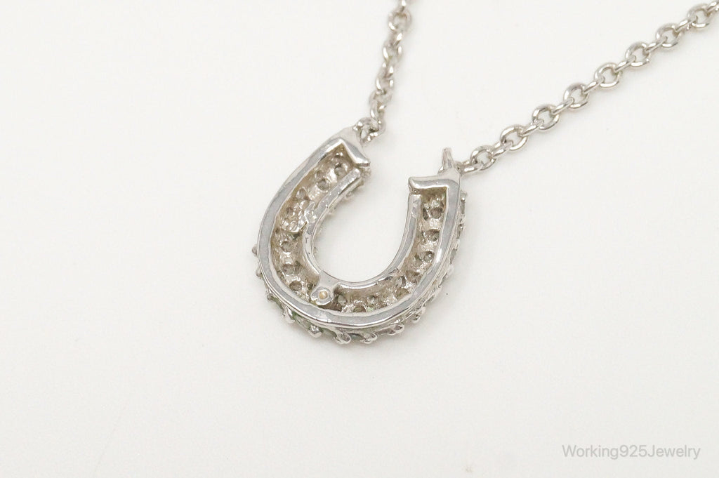 Horse Shoe Cubic Zirconia Sterling Silver Necklace | Jewelry > Necklaces > Pendants | Wiccan Center