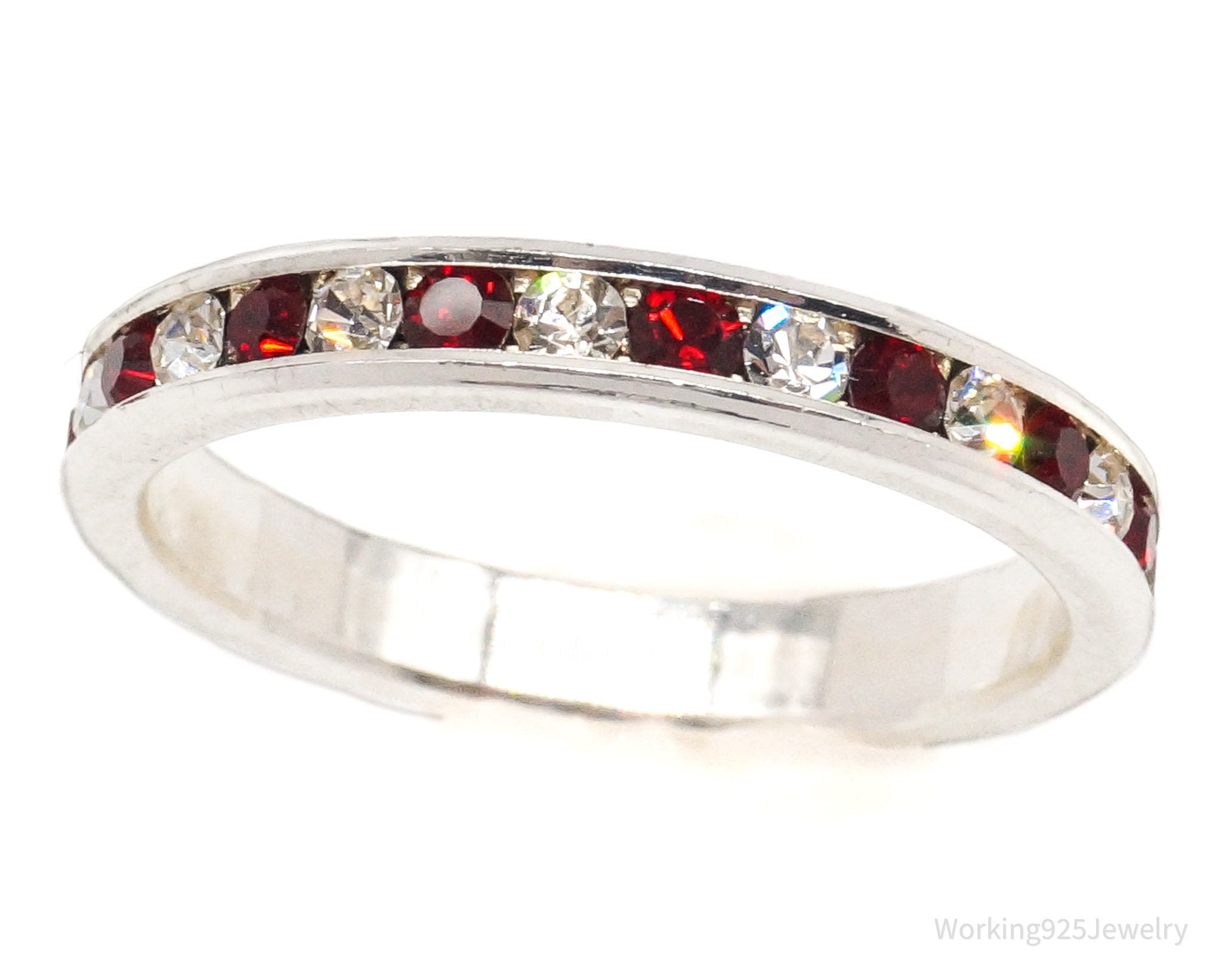Vintage Red & White Crystal Sterling Silver Ring - Size 6.75 | Jewelry > Rings | Wiccan Center