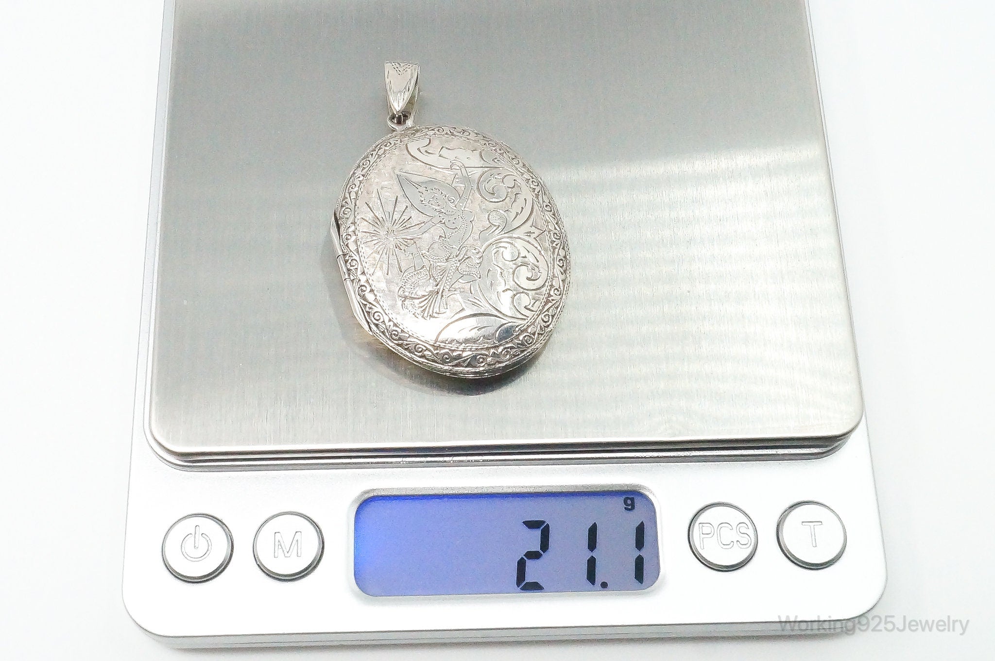 Vintage Siam White Enamel Sterling Silver Locket Pendant | Jewelry > Necklaces > Pendants | Wiccan Center