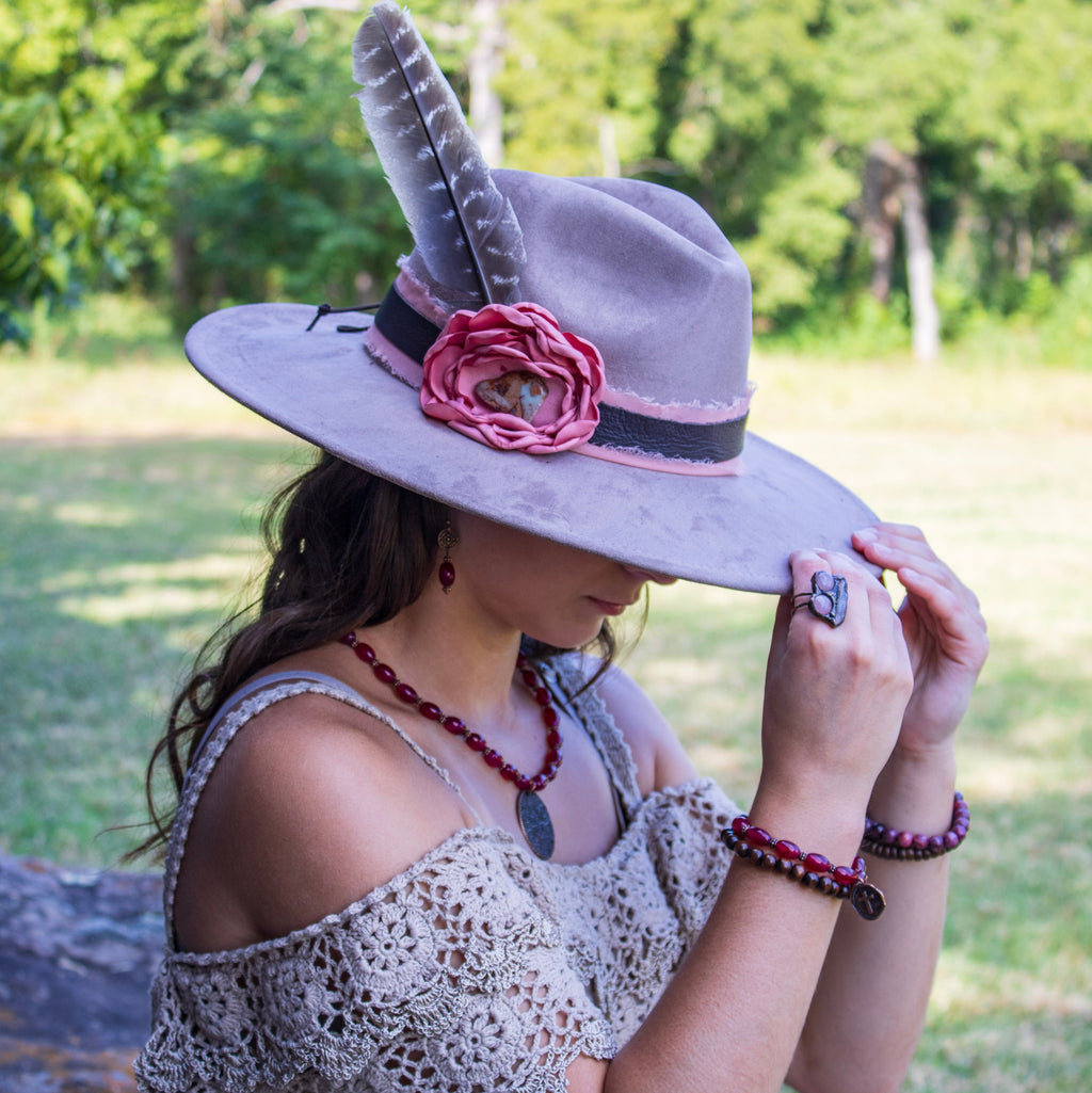 **Natural Pink Jade Beaded Collar Necklace w/ Scroll Pendant 261L | Necklace | Wiccan Center